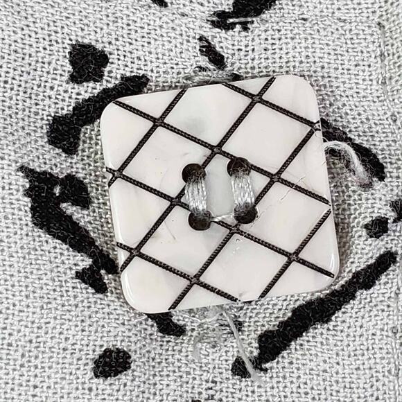 Habitat Button Up Shirt Top Women’s Size Small S White Geometric Pockets - Picture 7 of 12